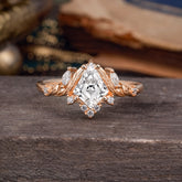 Kite-Cut Nature-Inspired Diamond White Lab Diamond Ring